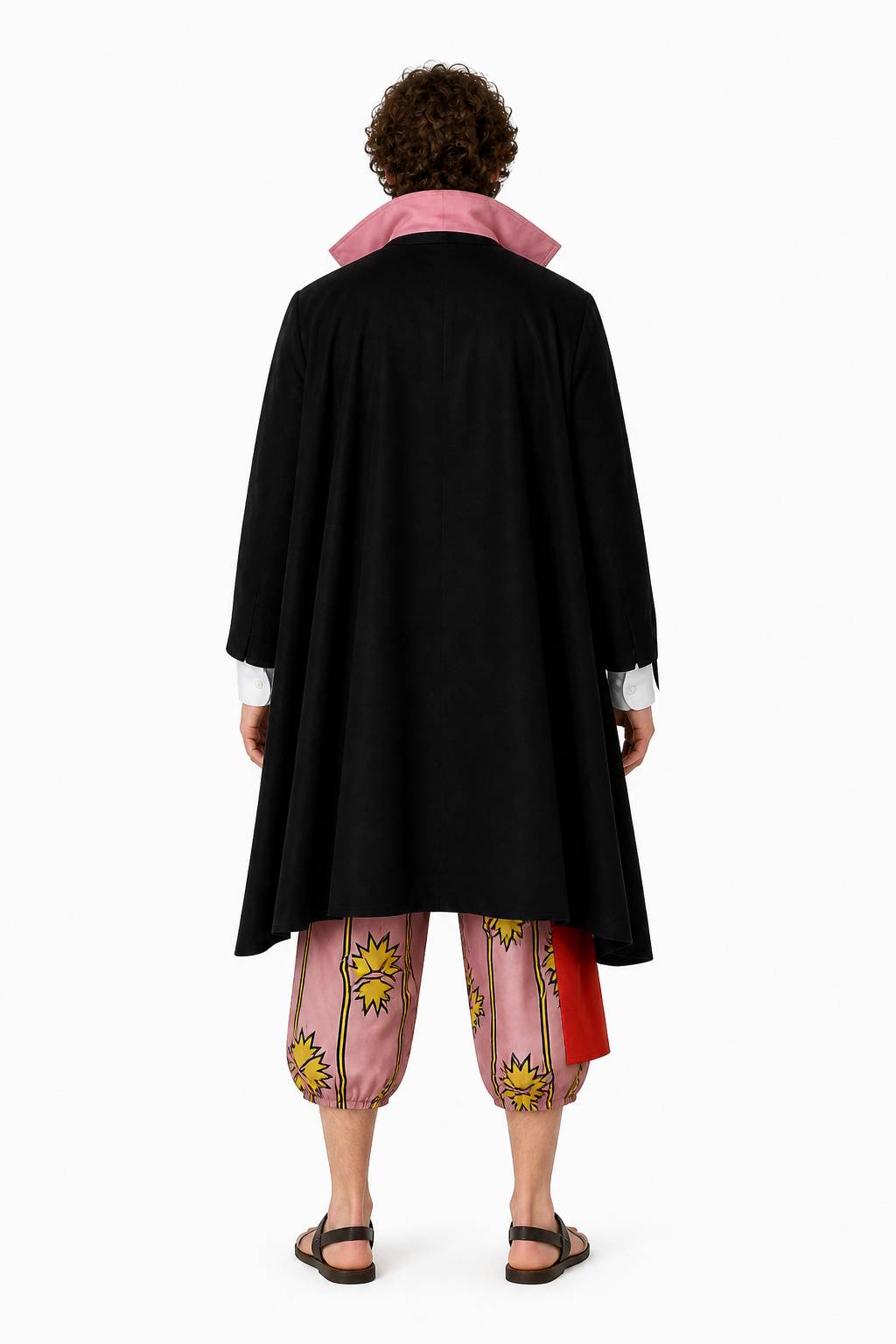 Shanks One Piece Cosplay Costume with Cape and Pants back view