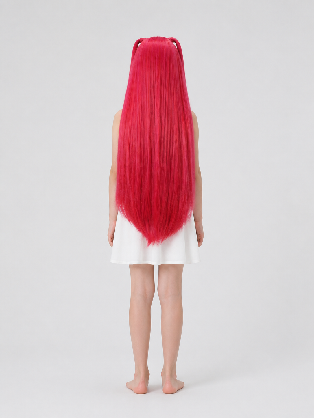 Pink and Red Carnival Wig for Halloween and Cosplay back view