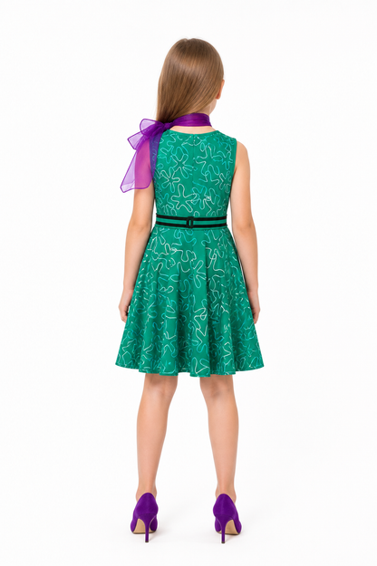 Inside Out 2 Cosplay Costume: Dress with Scarf for Children back view