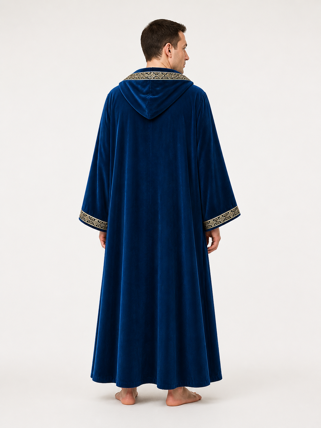 Dark Blue Hooded Wizard Robe for Cosplay