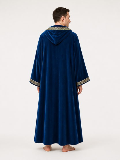 Dark Blue Hooded Wizard Robe for Cosplay