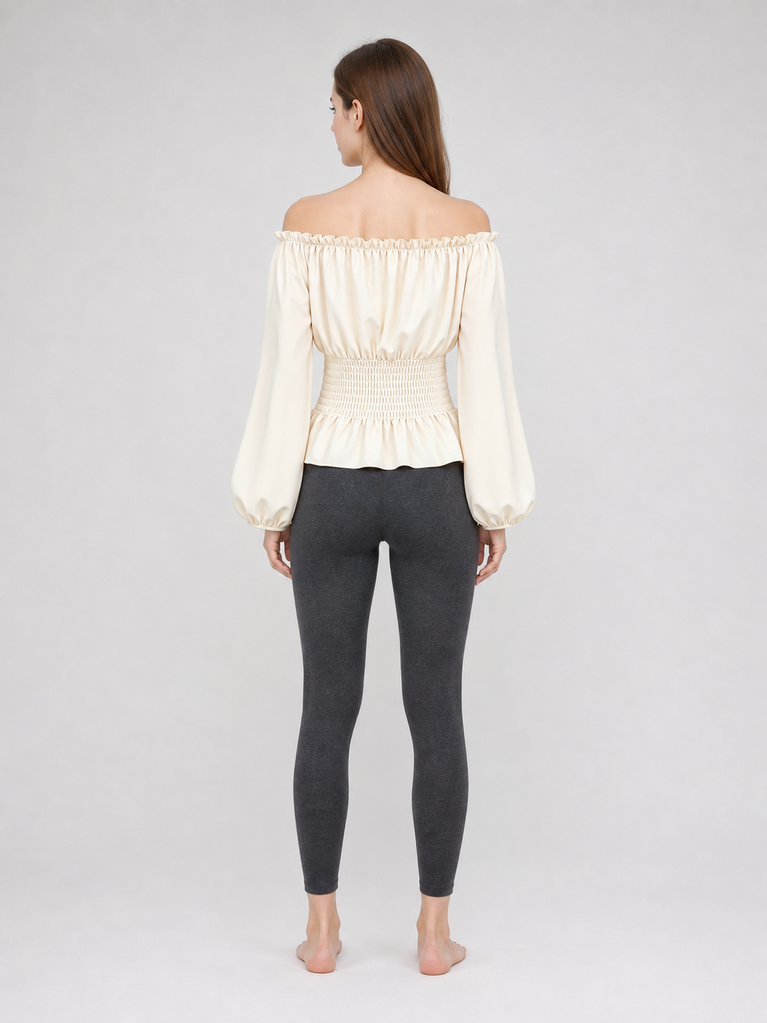 Off-the-Shoulder Blouse with Puff Sleeves