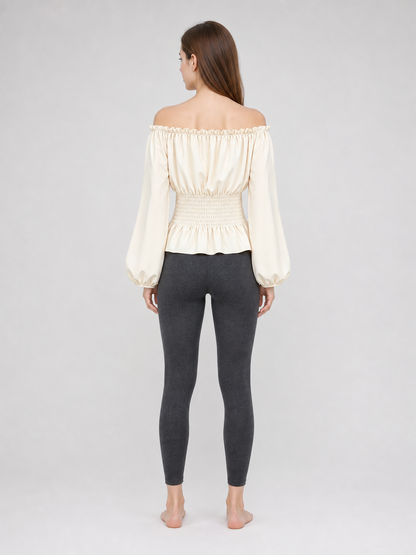 Off-the-Shoulder Blouse with Puff Sleeves