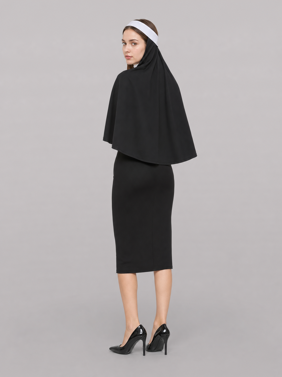 Black Carnival Cloak with Hood and Crosses