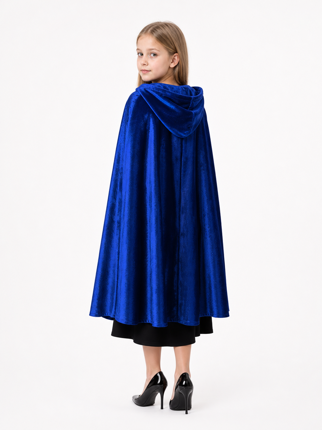 Velvet Hooded Cape, Royal Blue