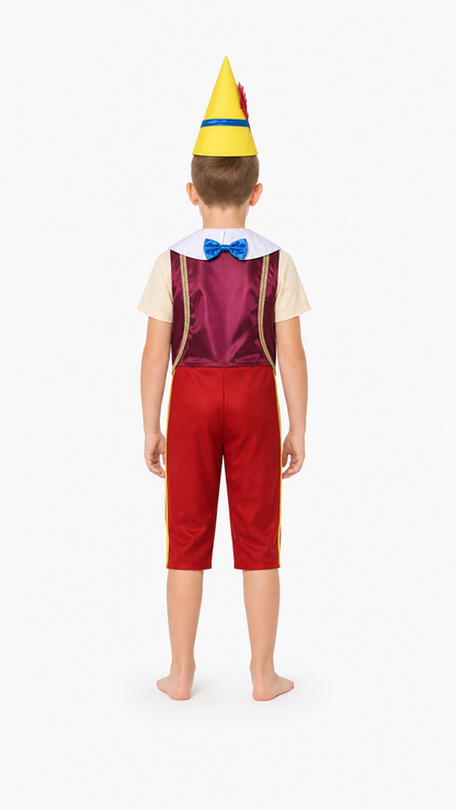 Pinocchio Costume for Performances, 5-Piece Set back view