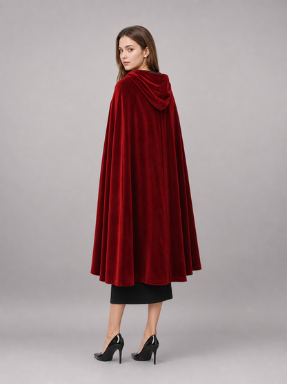 Burgundy Medieval Hooded Costume Cloak