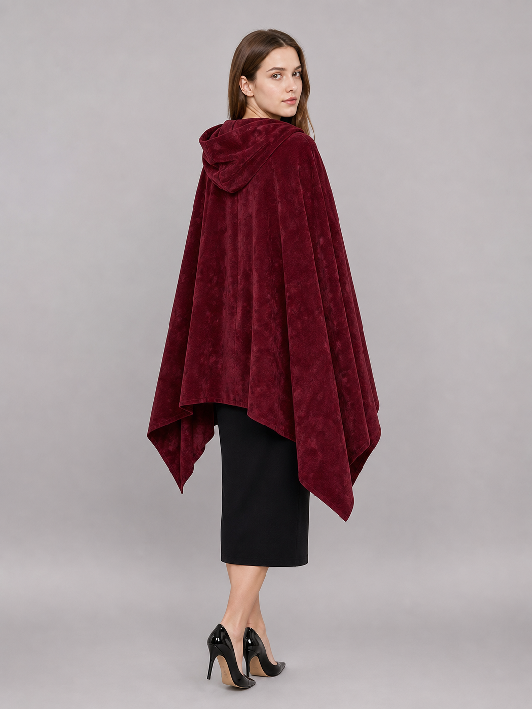 Burgundy Hooded Carnival Cloak