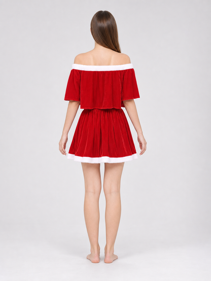 Festive Santa Claus Costume: Top, Skirt, and Hat
