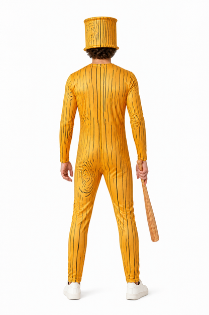 Stickman Jumpsuit with Mask Head and Stick back view