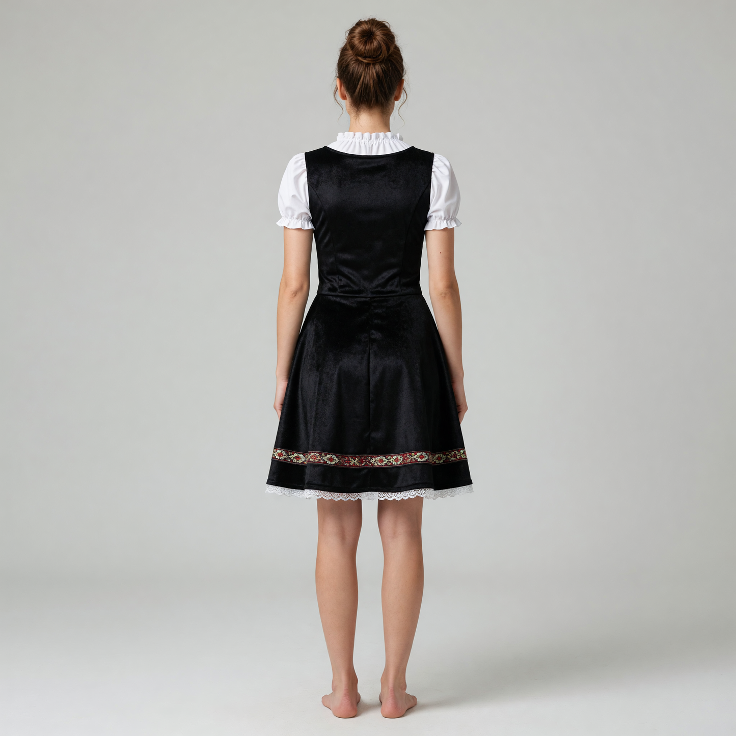 Historical national costume with apron and lace