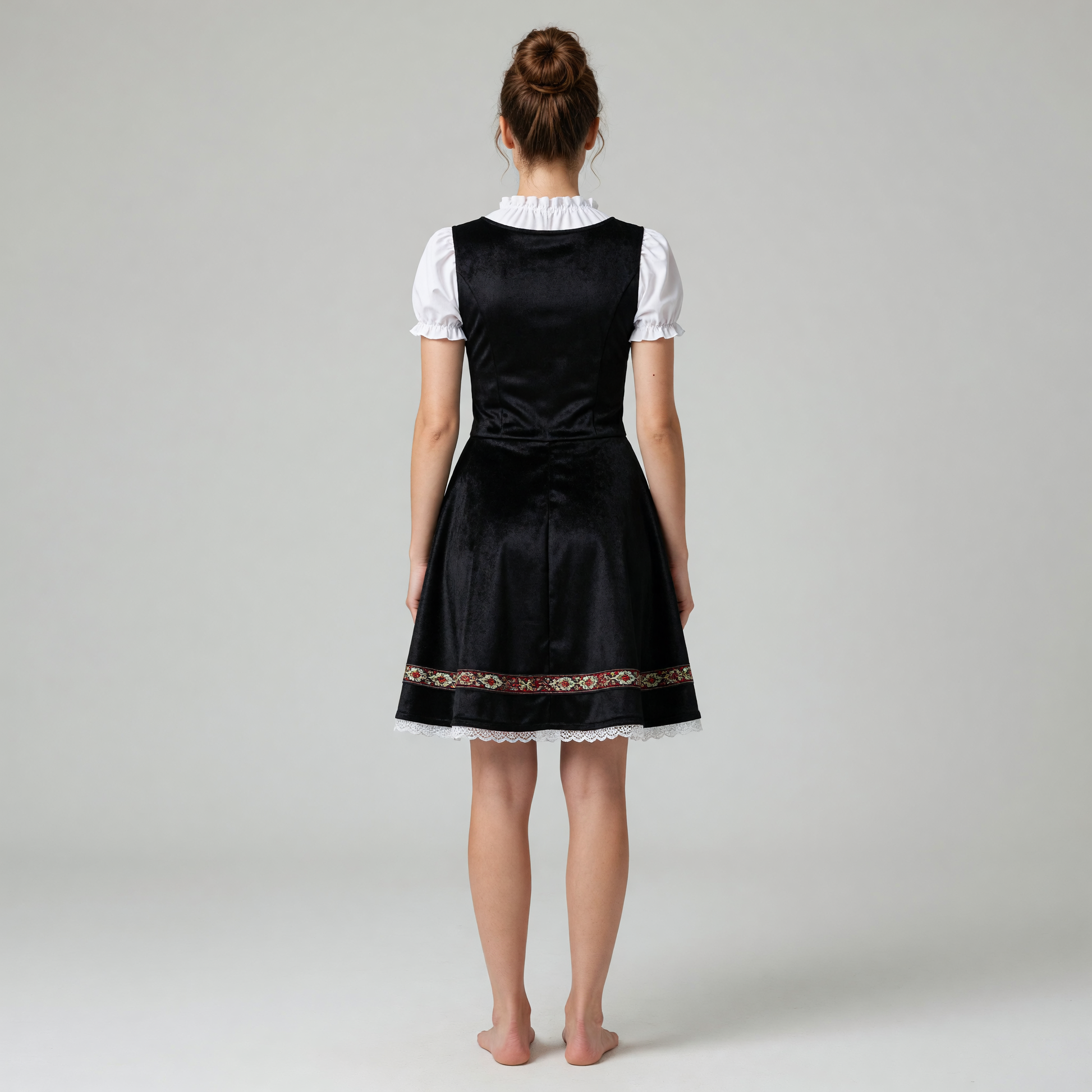 Historical national costume with apron and lace