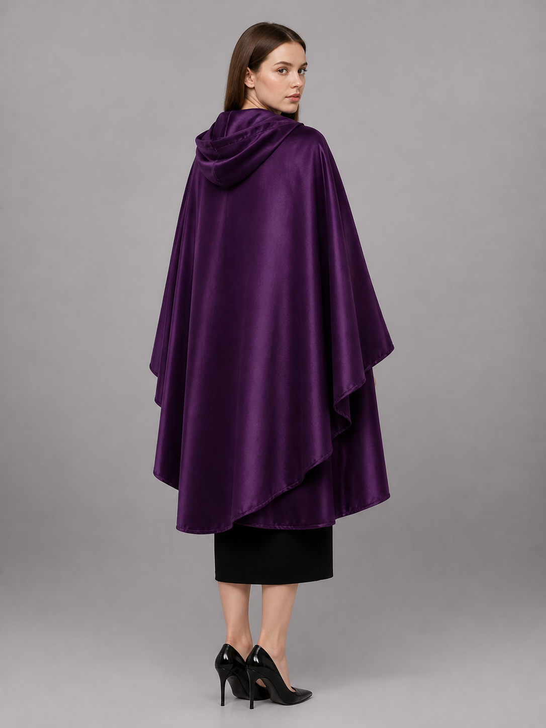 Long Purple Hooded Carnival Cloak