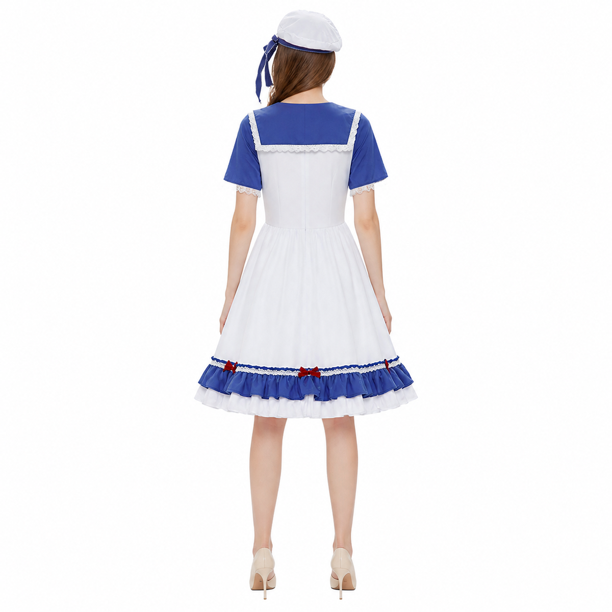 Sailor-Style Cosplay Dress with Bows back view