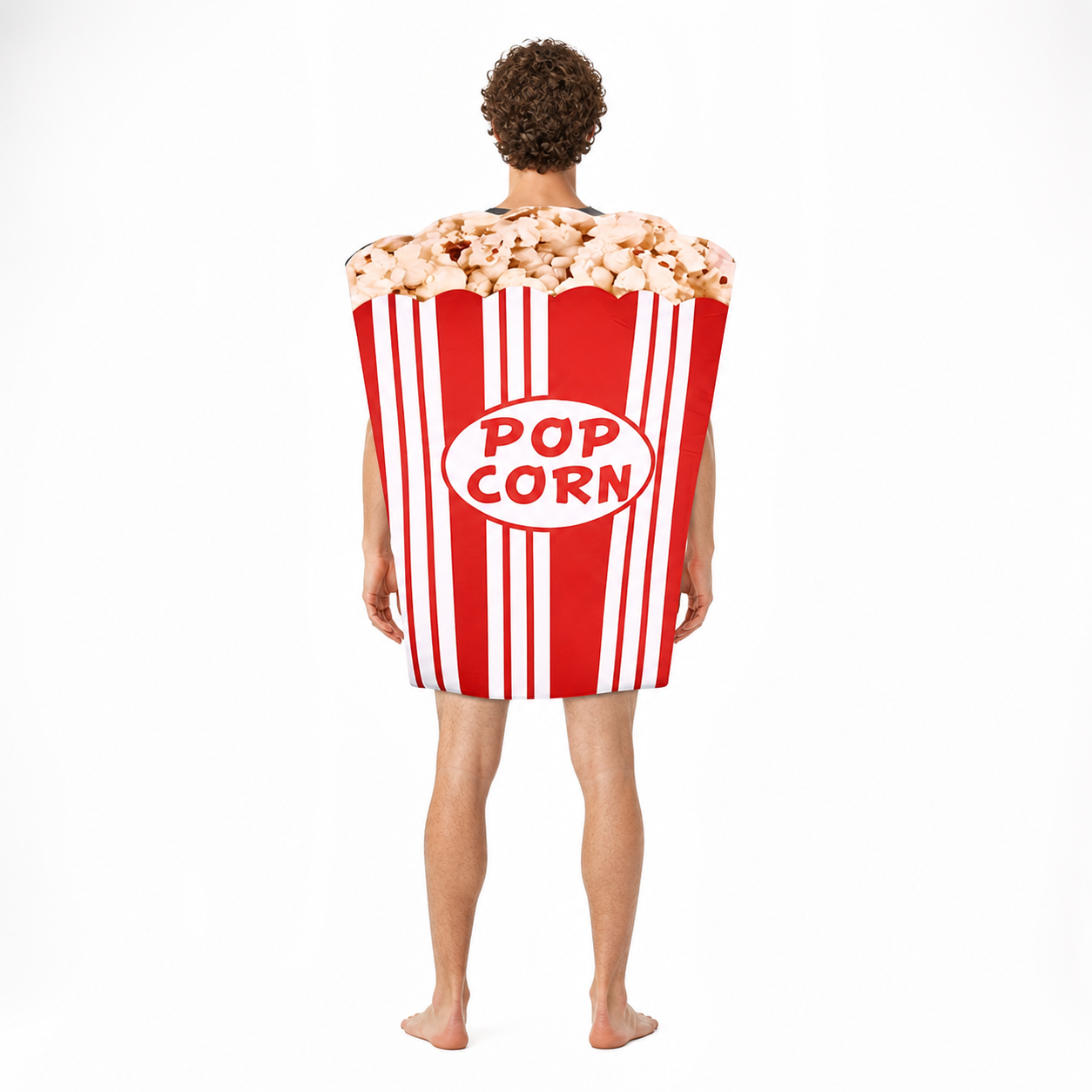 Voluminous Red and White Popcorn Carnival Costume back view