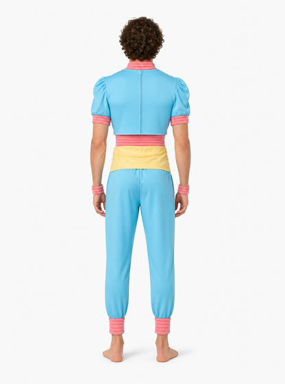 Kurapika Cosplay Costume with Pink Ruffles and Yellow Belt back view