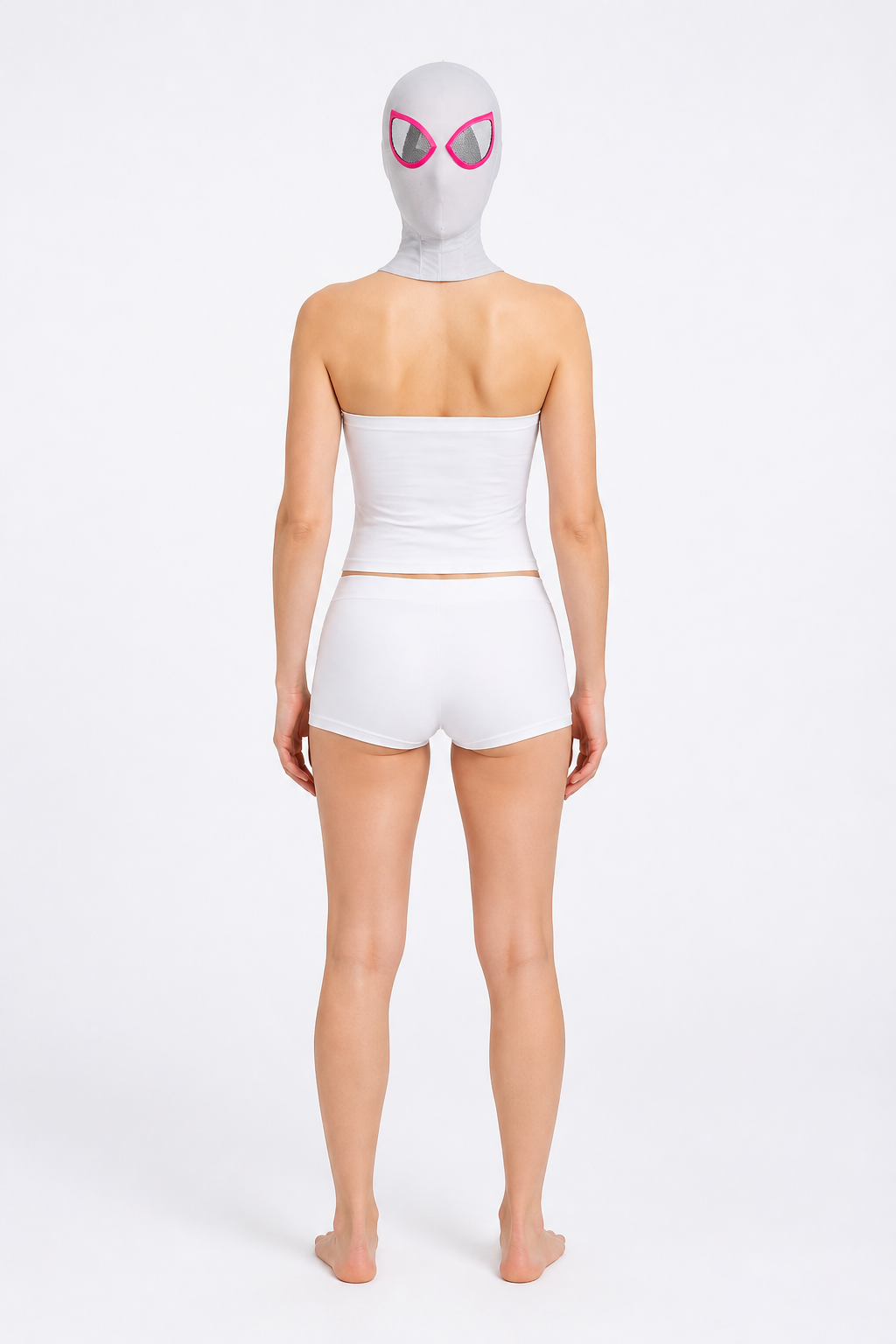 Spider-Gwen Mask with Pink Eye Trim back view