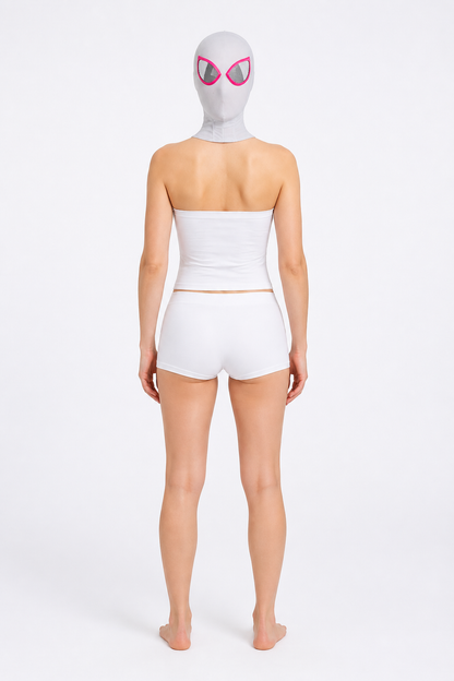Spider-Gwen Mask with Pink Eye Trim back view