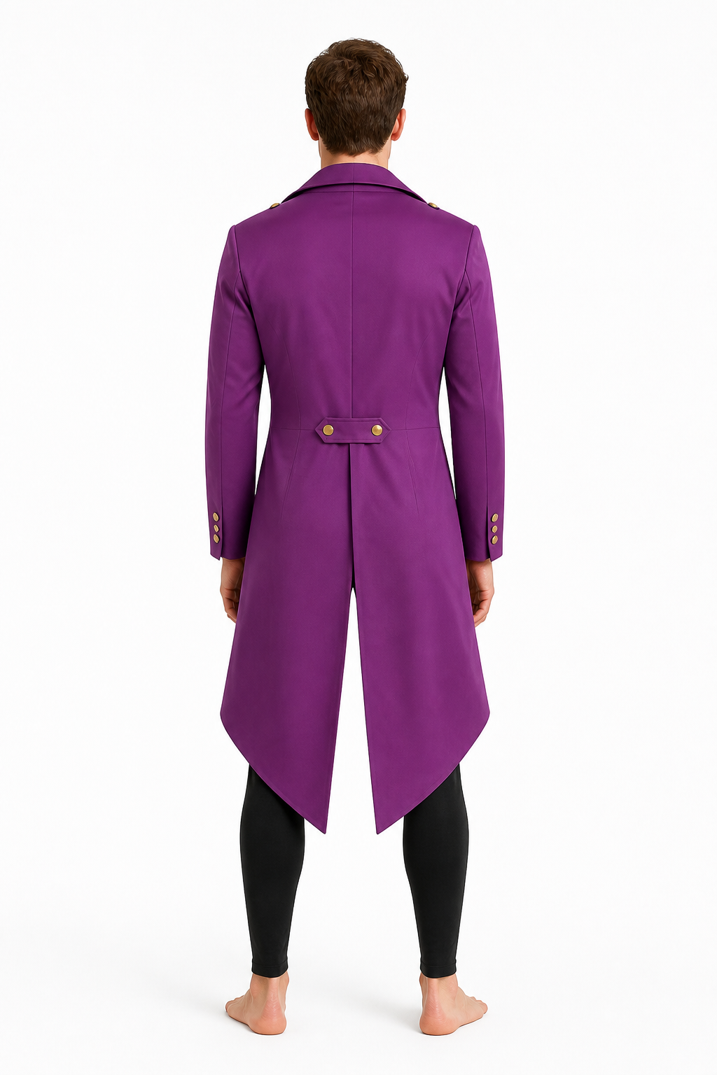 Men's Retro-Punk Tailcoat with Gold Buttons back view