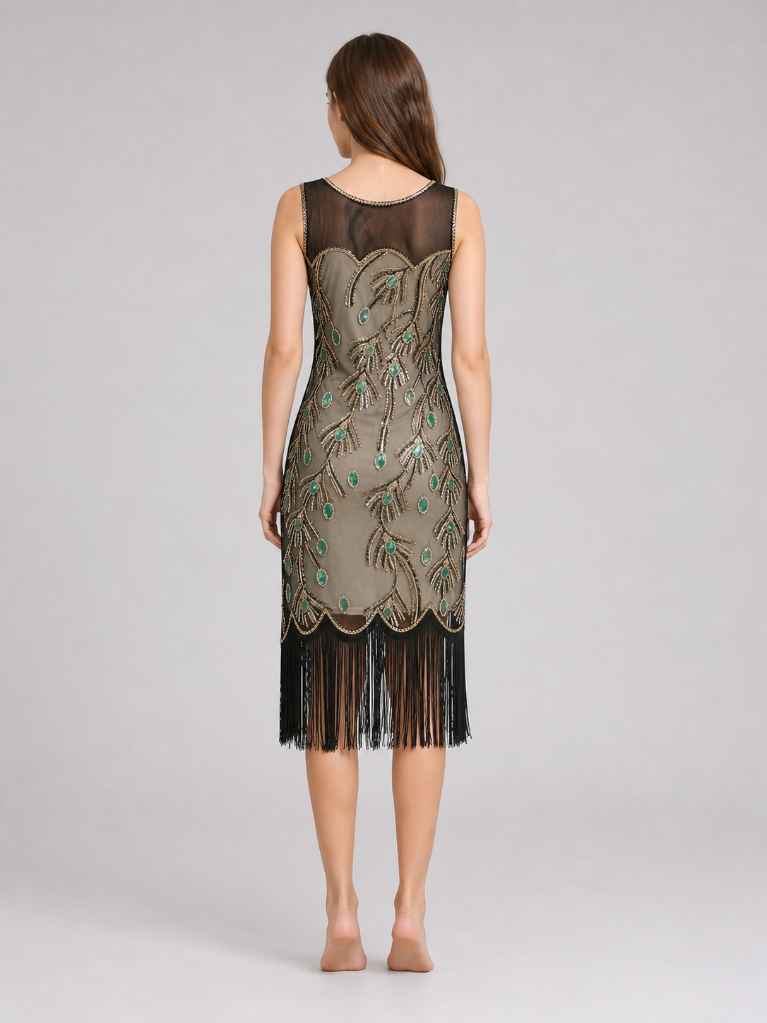 Gatsby-Style Dress with Fringe and Sequins