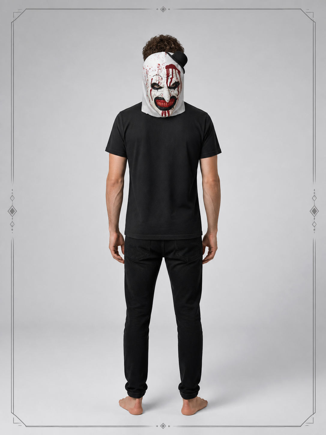 Scary White Halloween Mask with Red Splatter back view