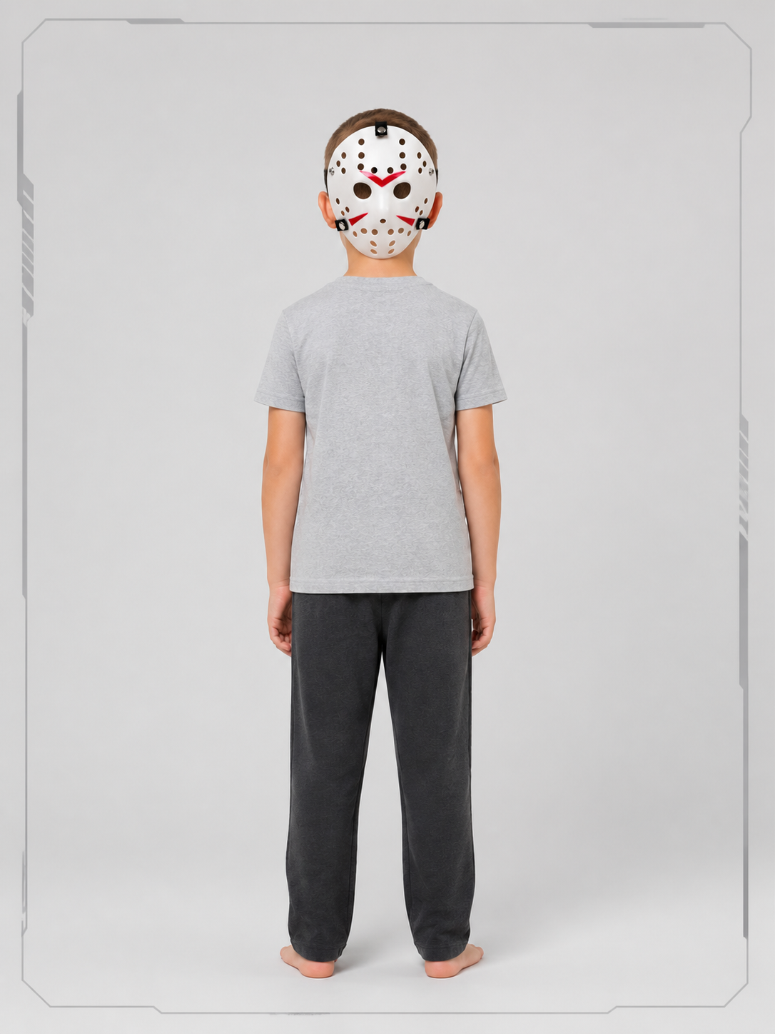 Red-and-White Halloween Cosplay Mask back view