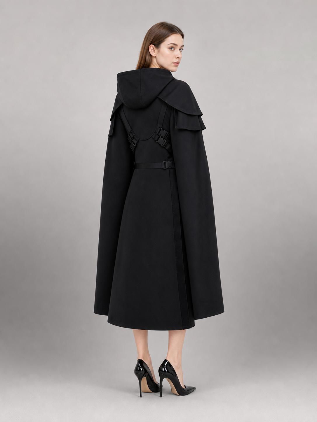 Black Carnival Cloak with Hood for Cosplay