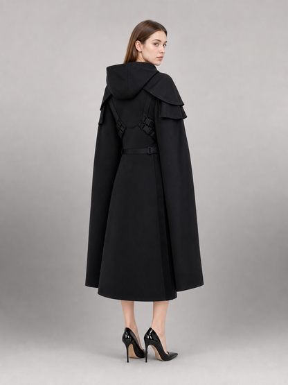 Black Carnival Cloak with Hood for Cosplay
