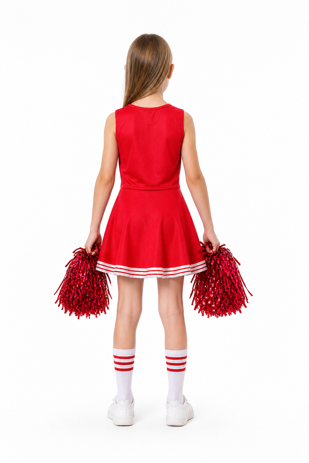 Red Children's CHEERS Cheerleading Dress 110-150 back view