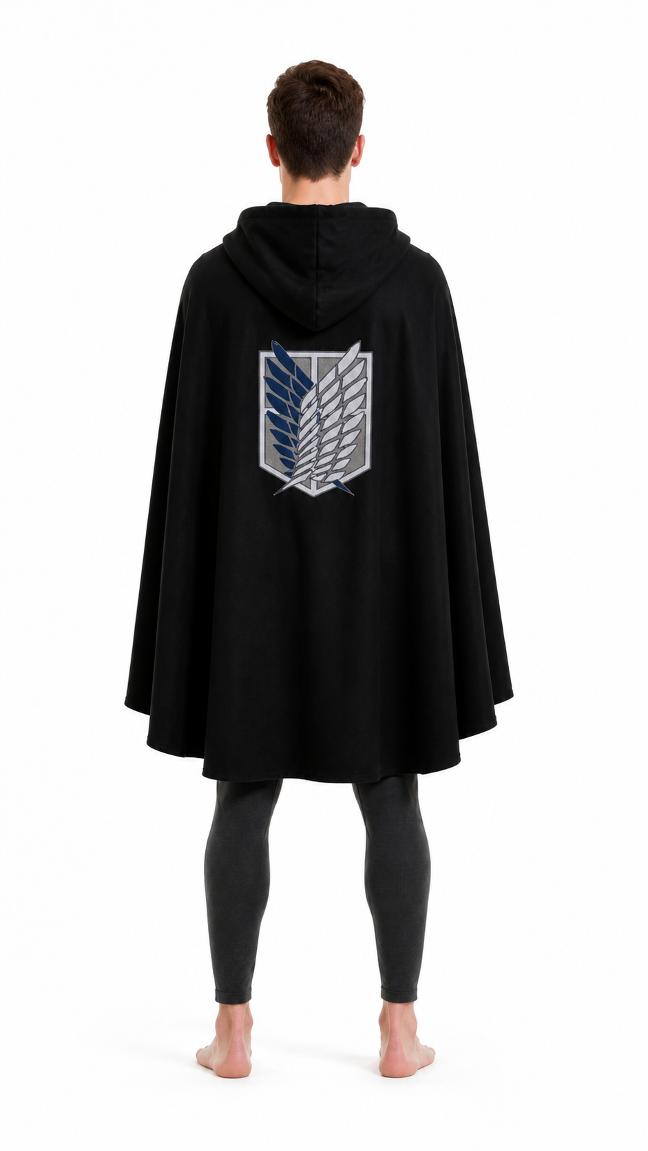 Attack on Titan Cosplay Hooded Cloak with Wing Emblem back view