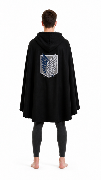 Attack on Titan Cosplay Hooded Cloak with Wing Emblem back view