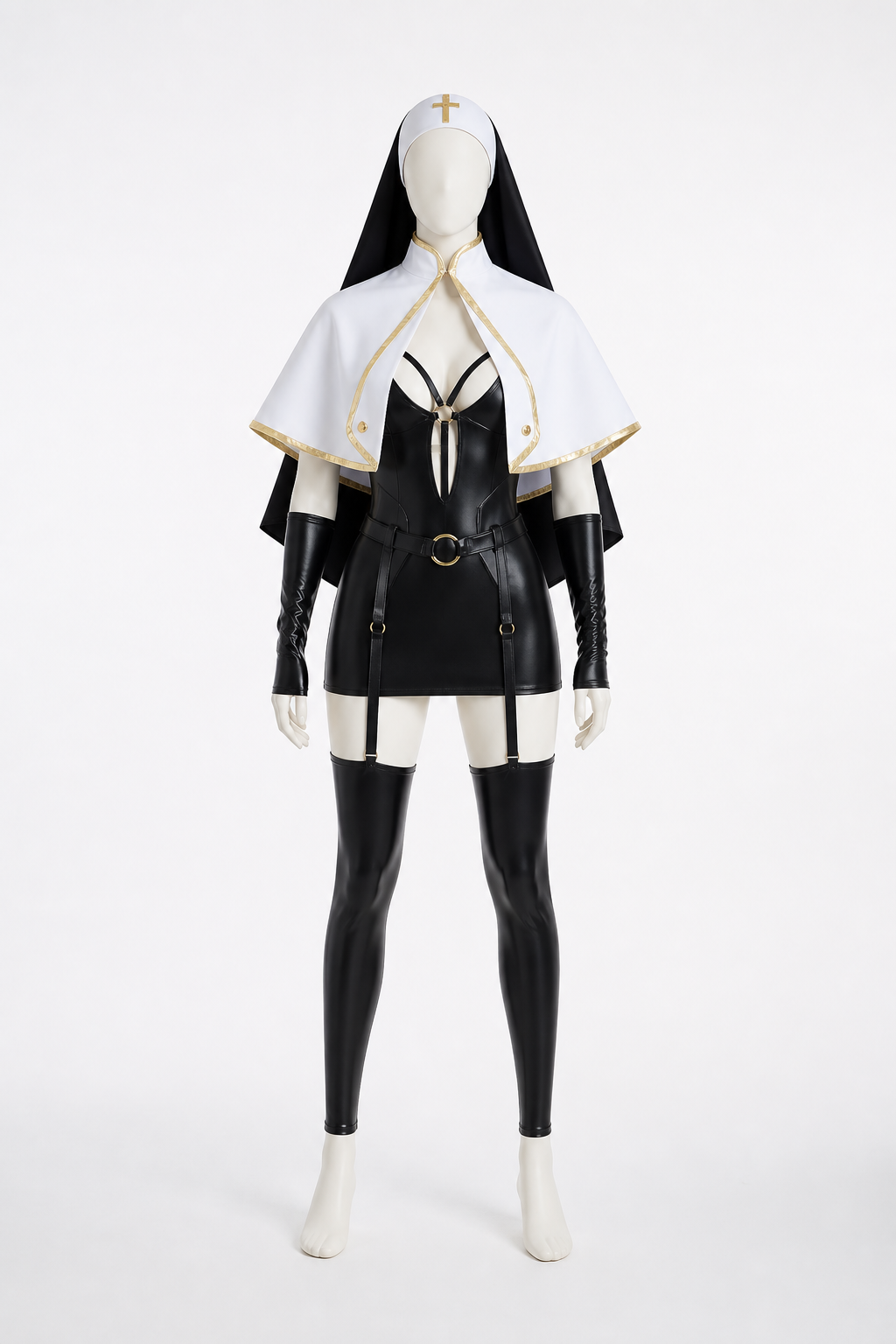 Halloween Cosplay Costume with Cross and Cape back view