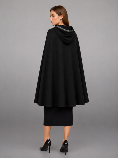 Long Black Hooded Costume Cloak