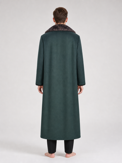 Green Long Coat with Fur Collar for Cosplay