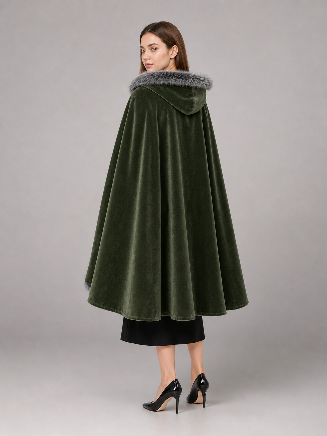 Olive Hooded Costume Cloak