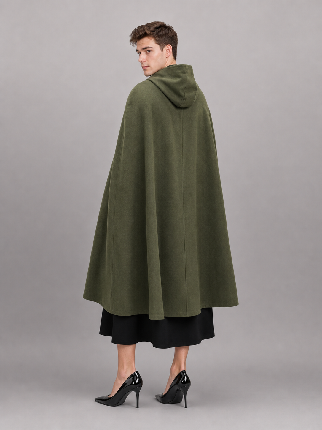 Dark Olive Hooded Costume Cape