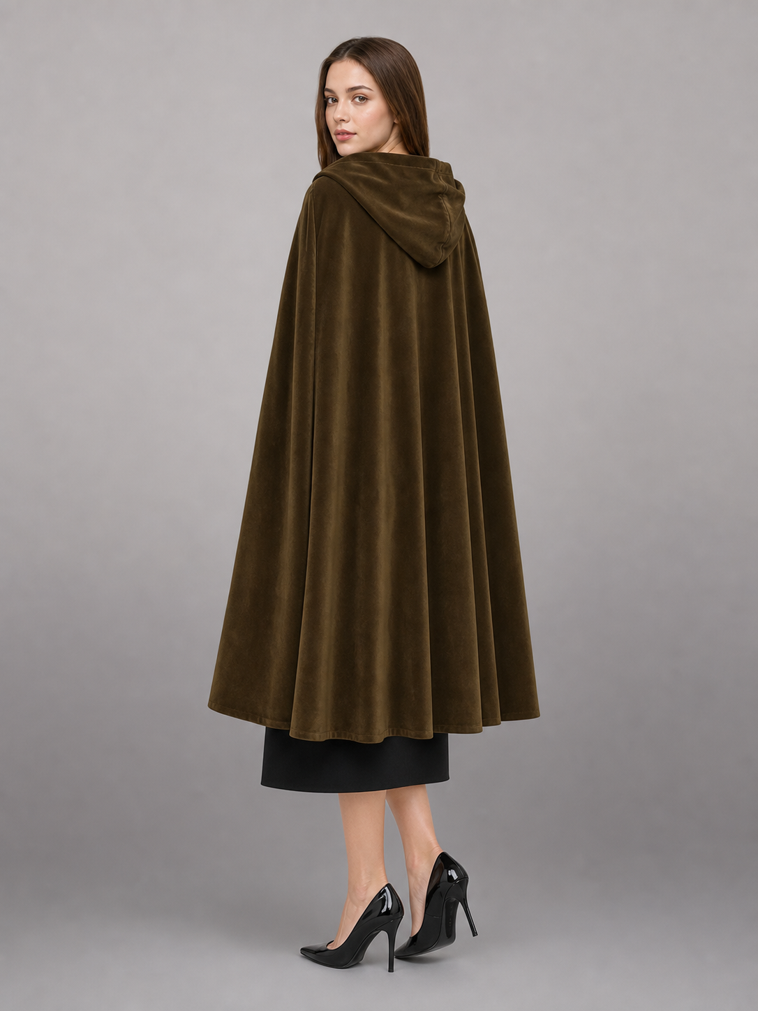 Brown Hooded Costume Cape