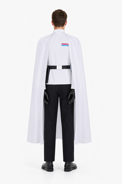 Cosplay Costume with Cape, Belt, and Gloves back view