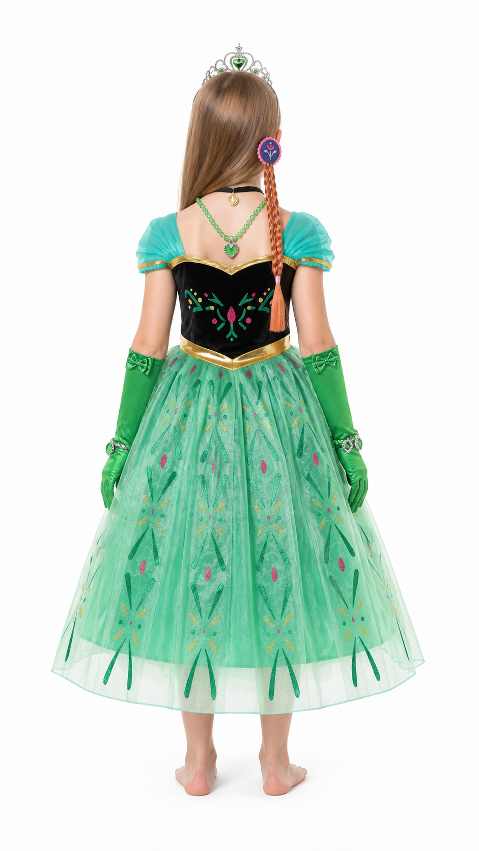 Halloween Carnival Costume with Crown and Gloves back view