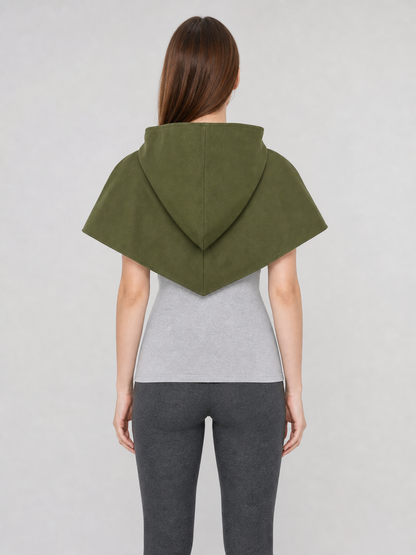 Triangular Hooded Cape, Olive Green