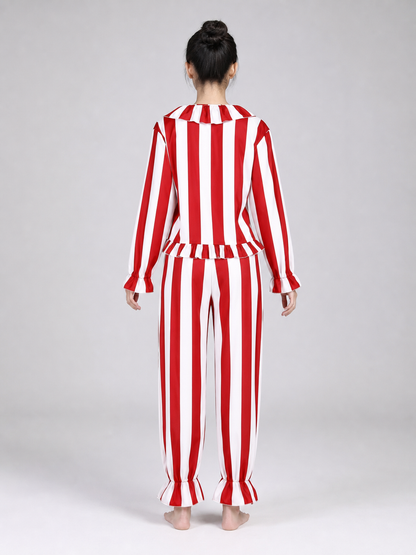 Red and White Striped Clown Costume for Cosplay