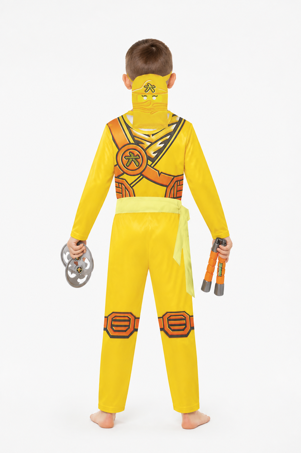 Yellow Ninja Jumpsuit for Cosplay with Print back view