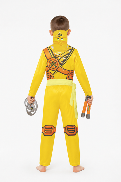 Yellow Ninja Jumpsuit for Cosplay with Print back view
