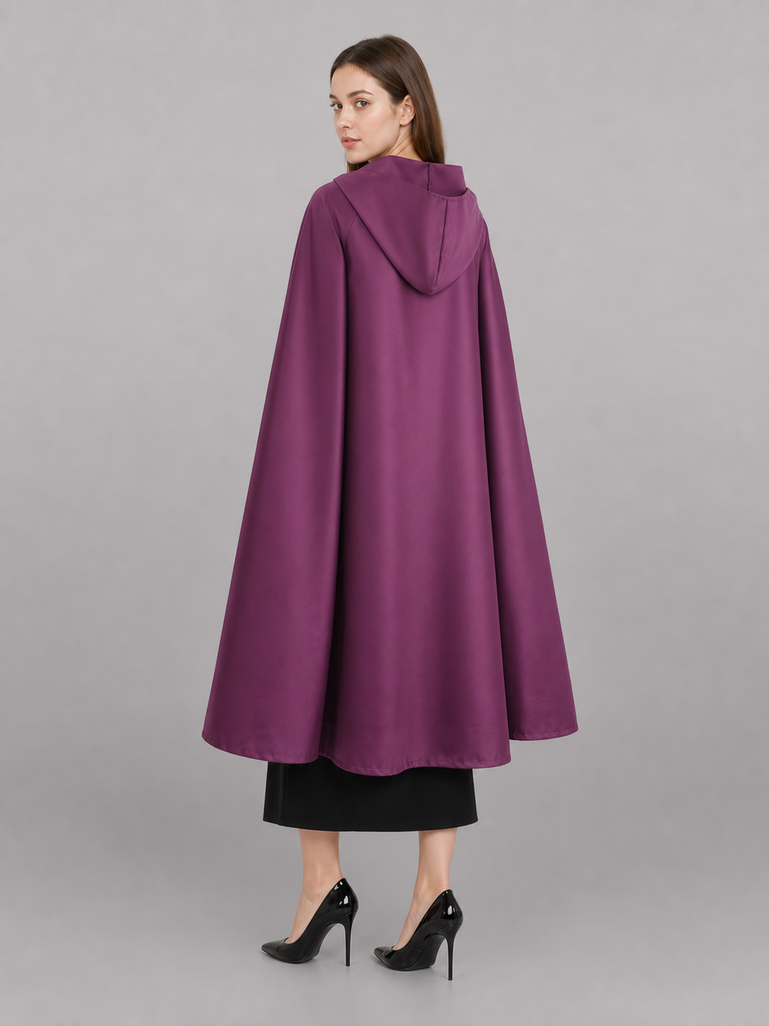 Long purple carnival hooded cloak