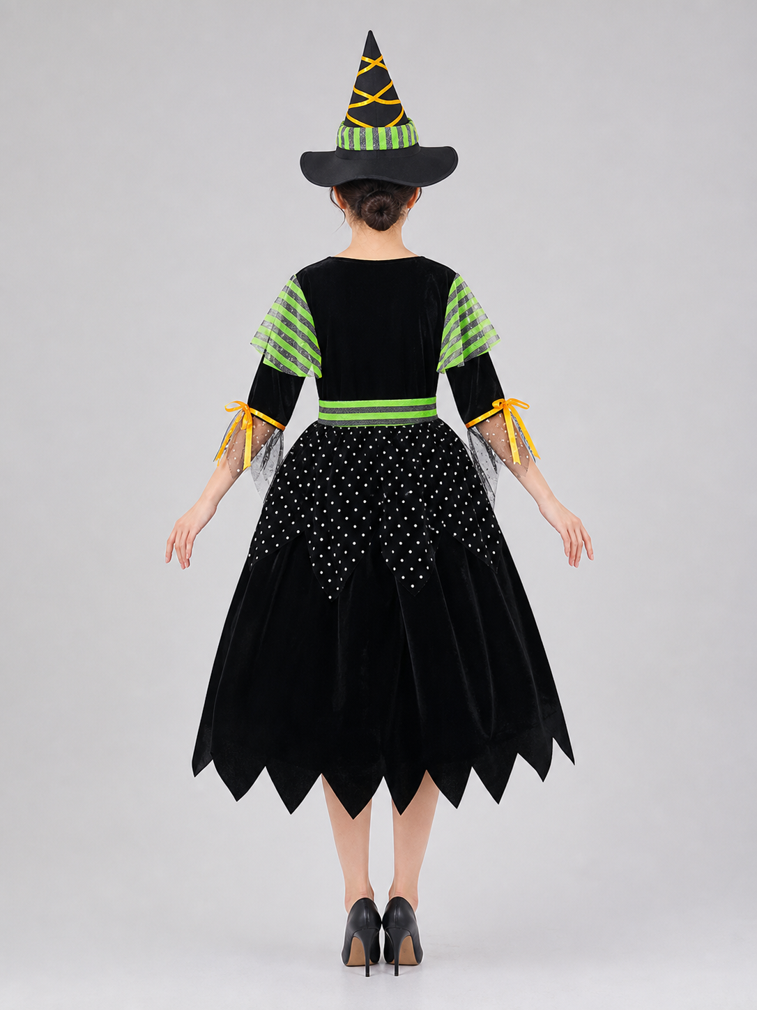 Witch-Style Costume Dress with Pointed Hat