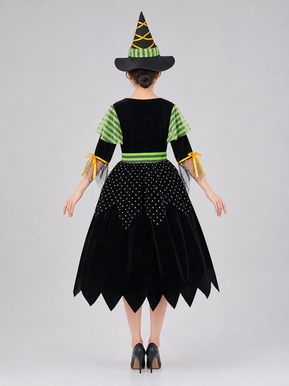 Witch-Style Costume Dress with Pointed Hat