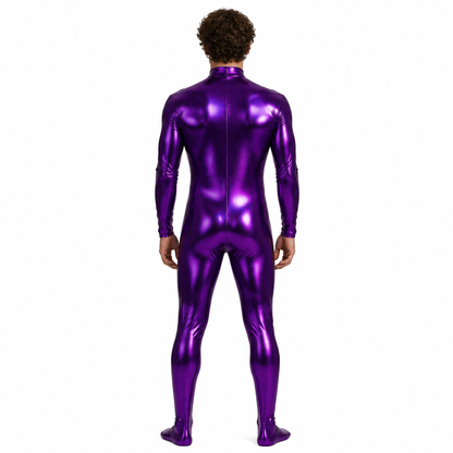 Purple Jumpsuit with Zipper and Closed Feet back view