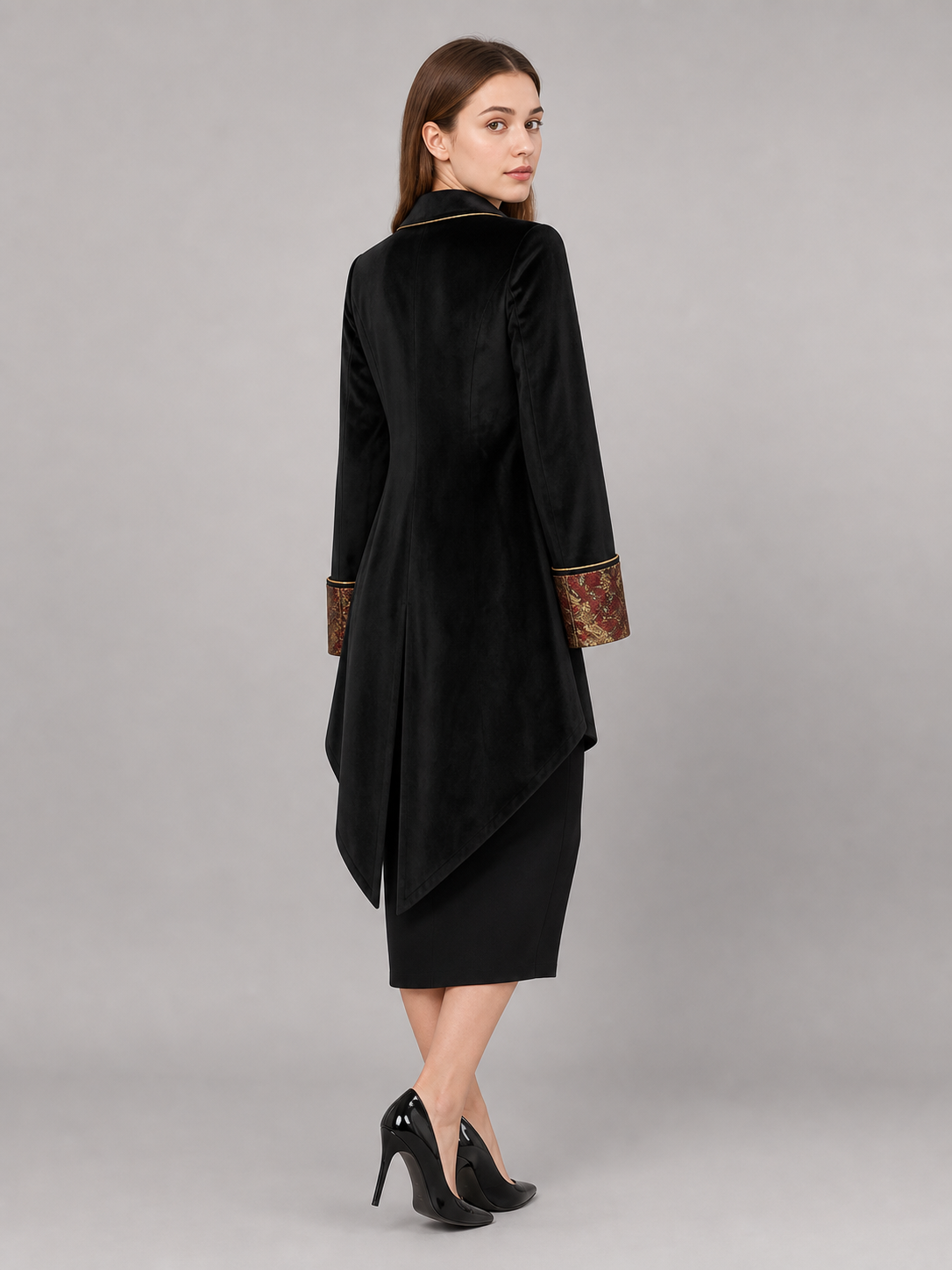 Black Carnival Tailcoat with Gold Buttons