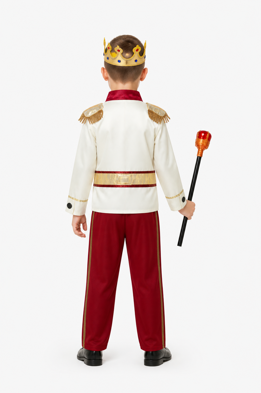 Children's Prince Costume with Crown and Scepter back view