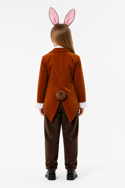 March Hare Costume with Ears, Vest, and Pants back view